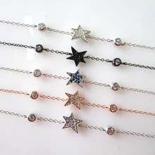 Лето, женский браслет, браслеты из серебра 925 пробы, простой желтый браслет с пятью звездами, с AAA цирконием, проложили ювелирные изделия