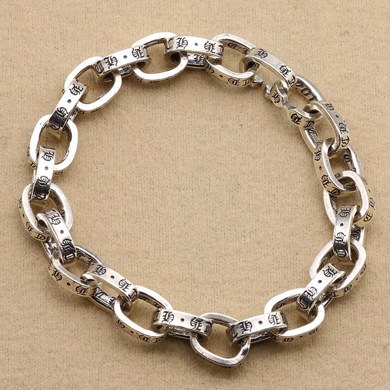 

bracelet men 2017 925 silver thick bracelet punk buckle invisible