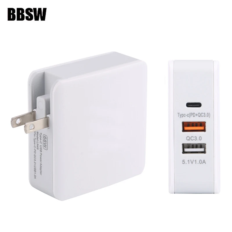 Сетевое зарядное устройство с USB Type C/PD + QC 3 0 68 Вт|usb wall fast charger|fast chargercharger for iphone |