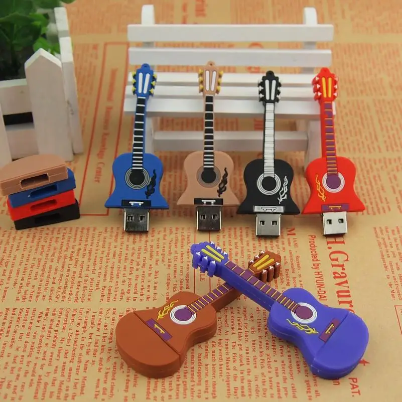 Fashion U disk pendrive cartoon musical guitar/violin/piano/harmonica/Musicial note pendriver pen drive 8GB 32GB usb flash drive