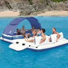 Горячая навес Тип остров 6 человек надувной плавучий речной бассейн плот Lounge остров Тропический Бриз плавучий остров