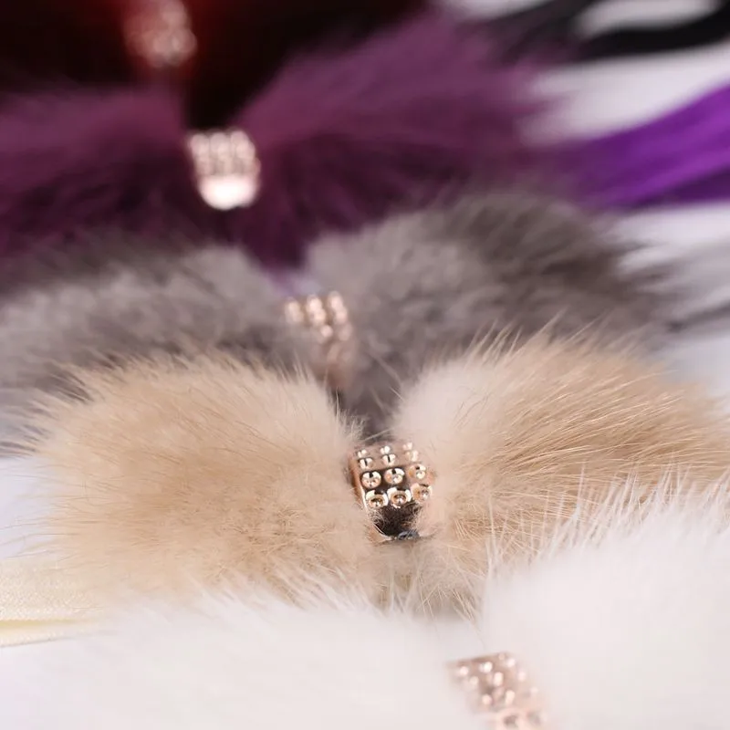 Милое меховое оголовье marten hairband аксессуары для волос Элегантные меховые банты оголовье для фотосъемки
