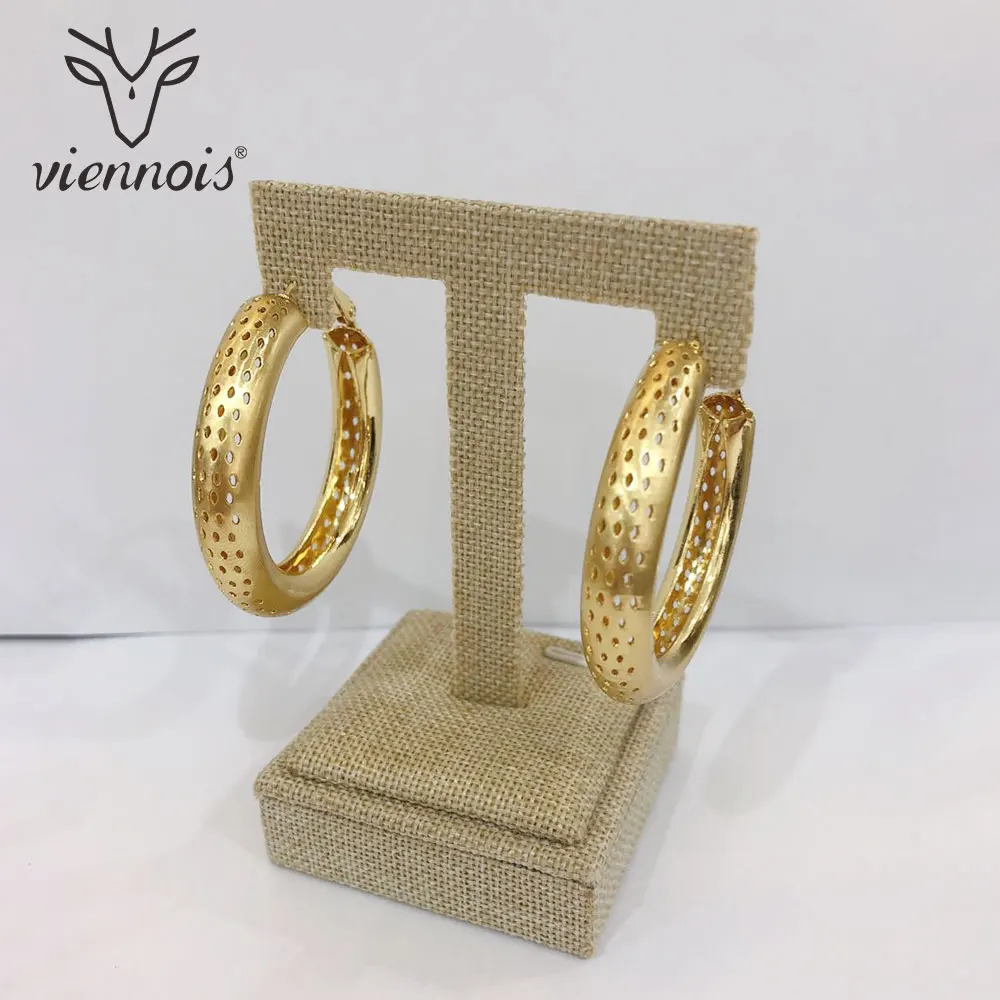

Viennois Rose Gold/Silver/Gold Color Big Hoop Earrings for Women Round Hollow Earrings Female Earrings Trendy Jewelry