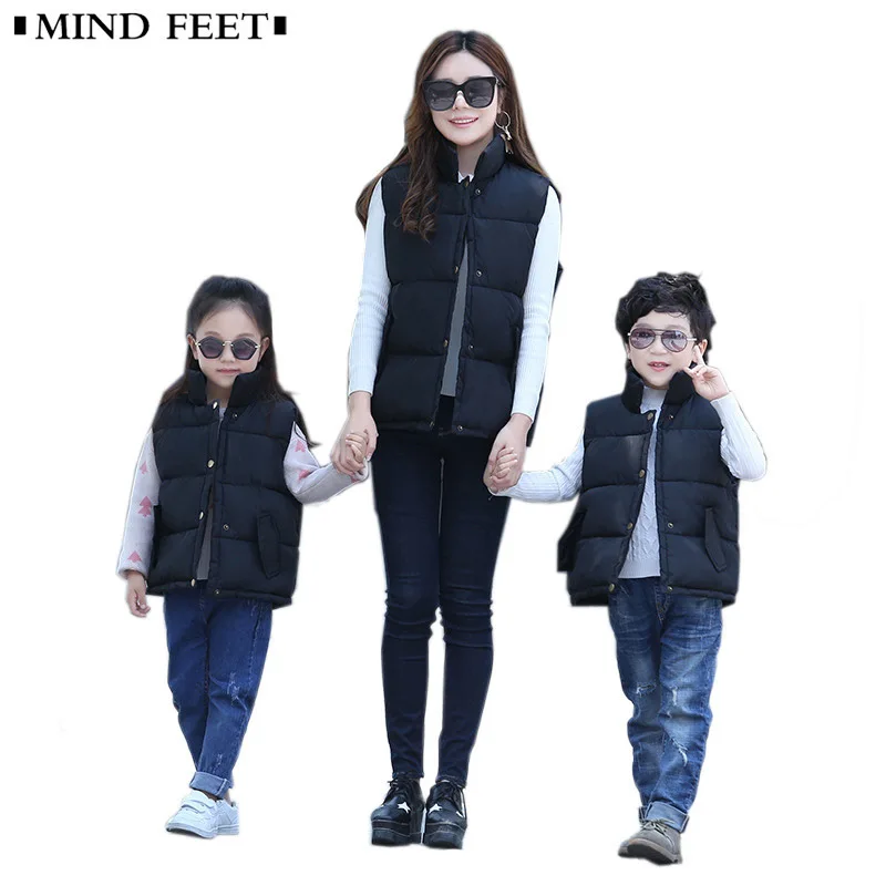 MIND FEET Cotton Vest Jacket Parent-child Outfit Waistcoat Woman Autumn And Winter Light Soft Warm Casual Thin Vest Coat