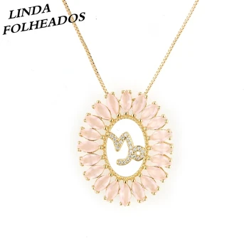 

Hot Selling New Designed Twelve Constellations Pink/White AAA Cubic Zirconia Unique Pendant Necklace Jewelry for Women Gift