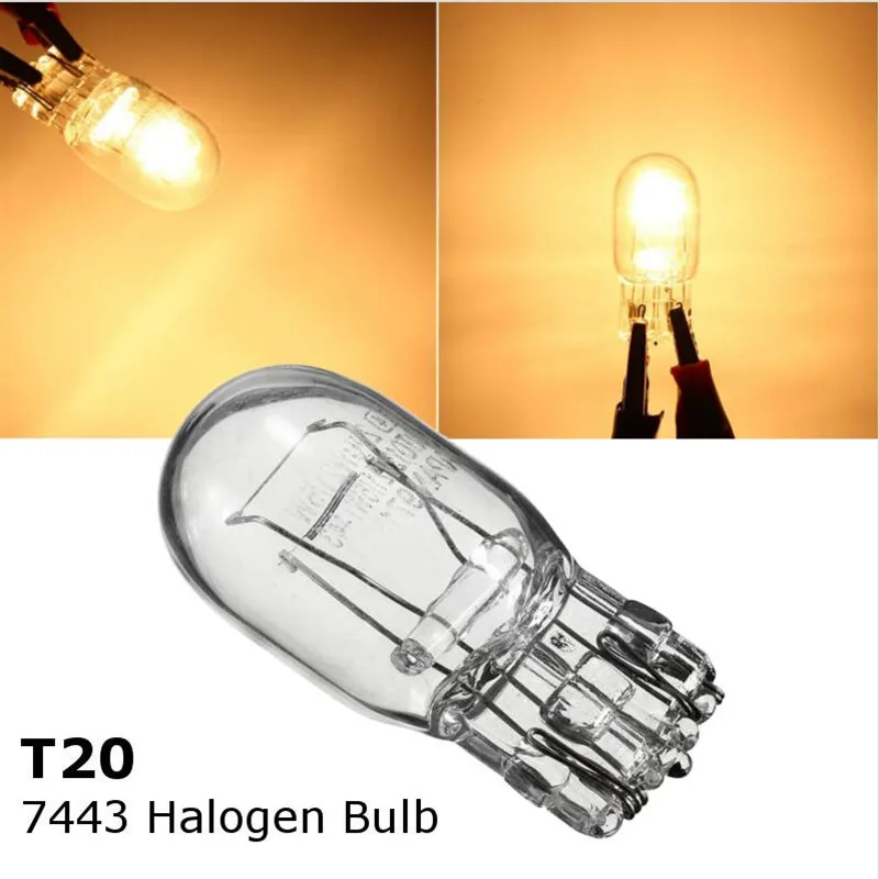 2x7443 7440 T20 W21/5 вт лампочка из прозрачного стекла для дневных ходовых огсветильник