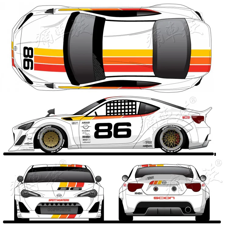 Украшение для гоночного автомобиля модифицированный стикер кузова Toyota GT86 Subaru BRZ