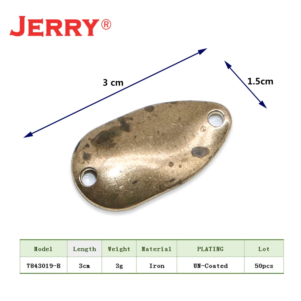 Jerry 50 шт., 1 г, 1,7 г, 2 г, 3,4 г, 4,2 г, Неокрашенная пустая ложка для микро форели, латунная металлическая приманка, блесна, Спиннер