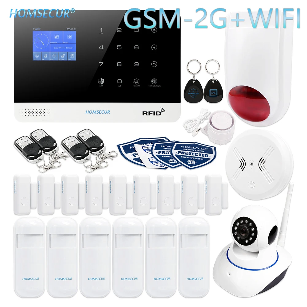 

HOMSECUR Wireless LCD 2G WIFI Burglar Alarm System with IOS/Android APP (EN/DE/ES/RU/FR/PL/PT/IT Menu Adjustable)