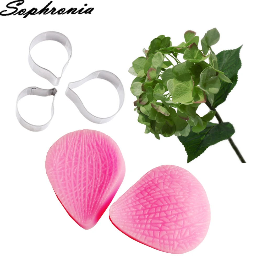 

Hydrangea Flower Petal Veiner Silicone Moulds Cake Decorating ToolStainless Steel Cutter Fondant Gumpaste Mold CS356