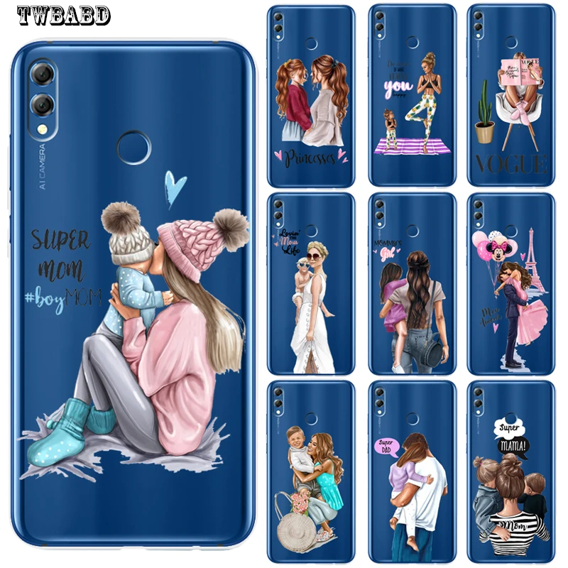 

Fashion Super Dad Girl mom Baby Phone Case For Huawei P30 Lite P30 Pro P20 Lite P8Lite P9Lite 2017 P Smart Soft transparent Etui
