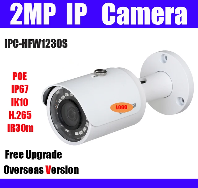 US $48 0 |IPC HFW1230S 2MP IP Camera POE Mini Bullet h 265 English firmware IR 30m IP67 Free Upgrade HFW1230S CCTV security network Camera-in