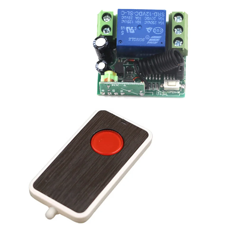 

Mini Wireless RF Remote Control Light Switch 10A Relay Output Radio DC 12V 1 CH Channel 1CH Receiver Module +Transmitter