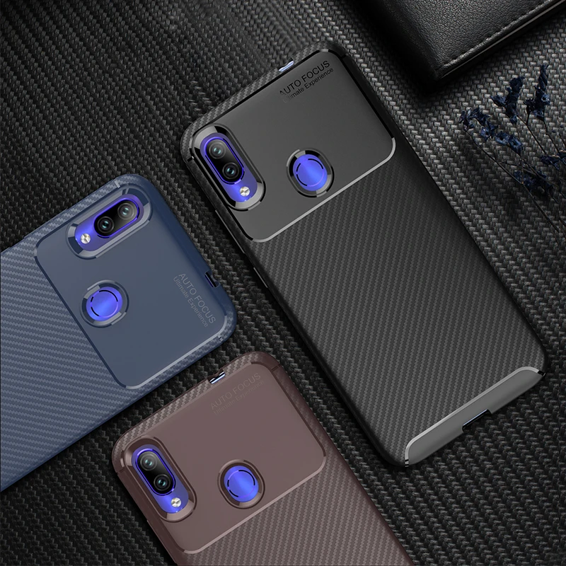 Чехол для Xiaomi Redmi 7 Мягкий Силиконовый противоударный чехол из углеродного