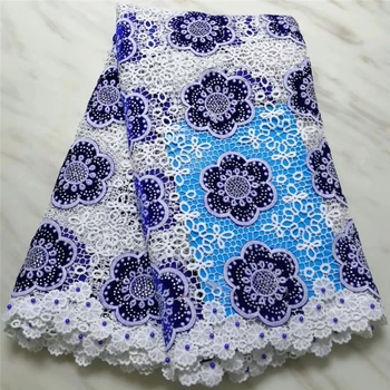 

Tollola Latest Purple African Cord Lace High Quality Nigerian Guipure Lace Fabric 2019 Water Soluble Lace Fabric With Stones