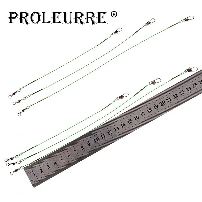Proleurre 20 قطعة/الوحدة للصدأ زعيم سلك مع قطب ملحقات صيد سمك المقود 15 سنتيمتر 20 سنتيمتر 25 سنتيمتر خيط صنارة الصيد معالجة الدوار