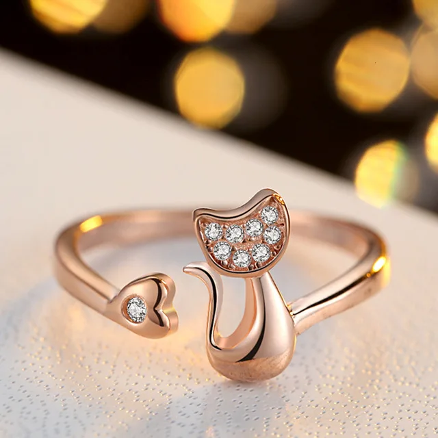 DoreenBeads милое Открытое кольцо с котом милое кольцо в форме котёнка медный серебристый цвет Модные женские ювелирные изделия женский подарок на вечеринку 1 шт
