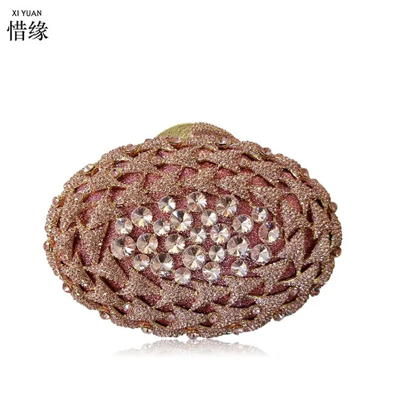 mehrfach Kristall Schminktäschchen Geldbörse Der Hochzeit Marke Kupplungen Metall gold champagne Mutter Gold Xiyuan Frauen Oval Braut Geschenk Brown Diamant Abendtaschen FIqUxx8w