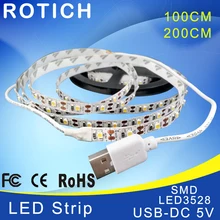 Bande lumineuse LED smd LED, 1 m/2 m, usb, 5 v, rvb, blanc chaud/froid, éclairage de fond tv flexible, 3528