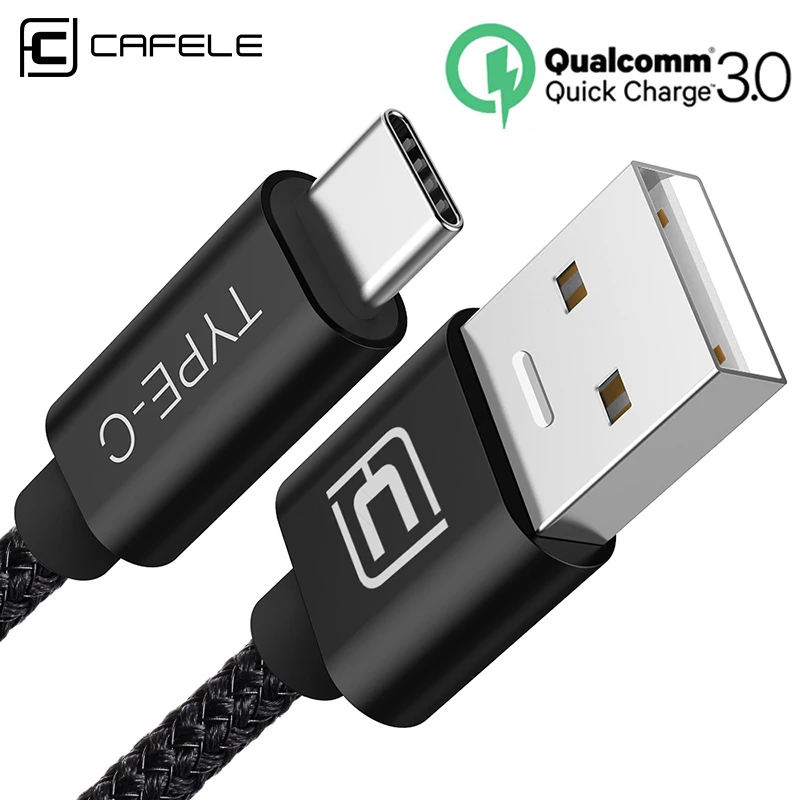 Cafele usb type-C кабель 2 м поддержка QC 3,0 Быстрая зарядка 3,0 200 см USB C кабель для samsung Galaxy S9 usb type-c кабель черный