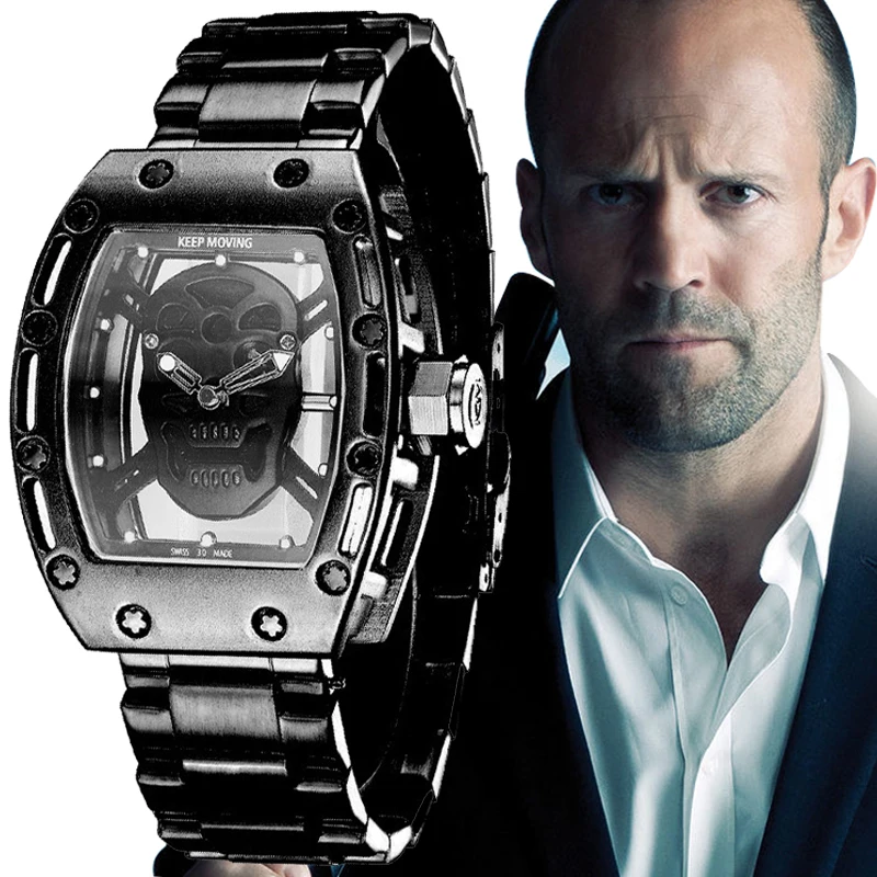 Fotina 2017 New Pirate Skull Watches Men Richard Style Quartz Military Steel Wrist Watch Men Sports