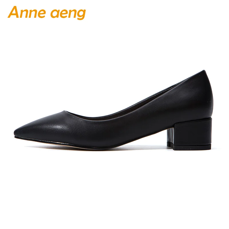 

New Spring/Autumn Women Pumps Middle Square Heel Square Toe Shallow Elegant Sexy Office Ladies Women Shoes Black Pumps Big Size