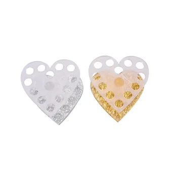 

Gold Silver Heart Shape Clear Acrylic Nail Eyeliner Pen Nail Art Cosmetic Pen Brush Display Holder Makeup Brushes Organizer Rack