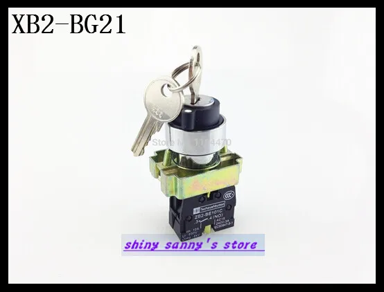 

1Pcs XB2-BG21 2 Position 1 NO Normally Open 1 N/O Locked Maintained Key Operated Selector Switch