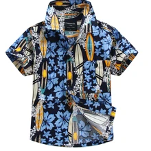 Г. новое поступление, рубашка из хлопка с цветочным рисунком гавайская рубашка для мальчиков aloha T1537