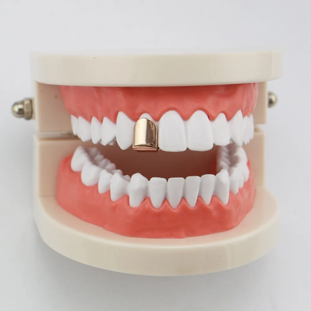 Factory Bottom Price Single Grillz European US Hip Hop Men Mouth Accessory Teeth Grillz Gold Rose Gold Black Silver Color Tooth Grills Cap (7)