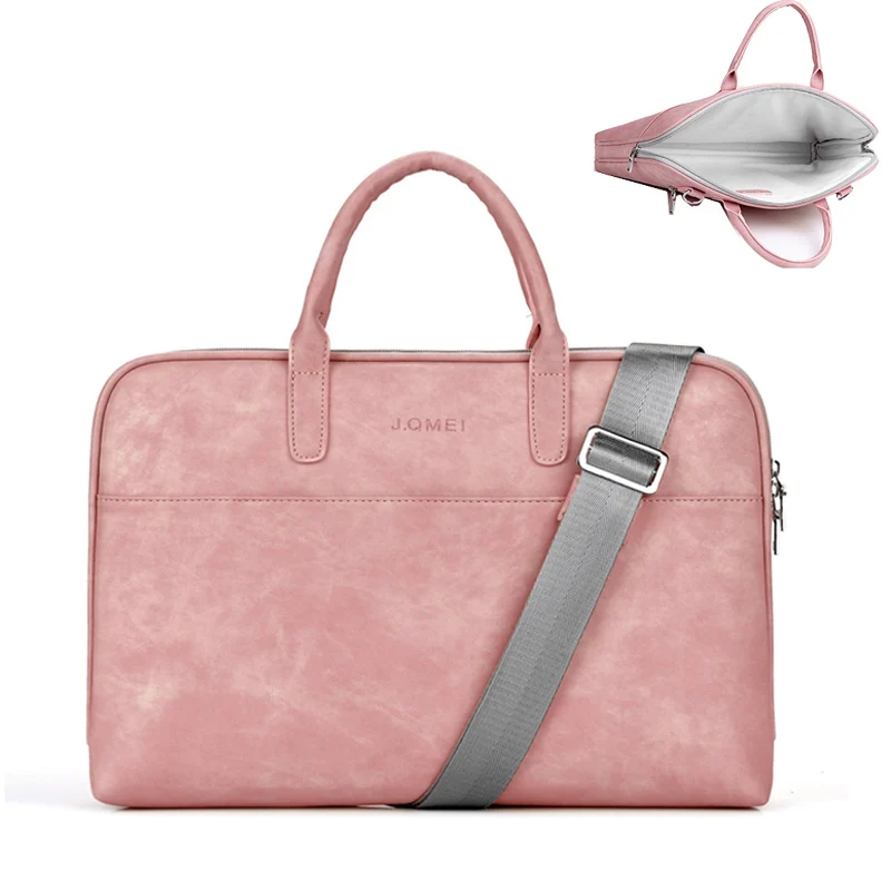 Водонепроницаемая полиуретановая сумка для ноутбука 17 15,6 14 1", Чехол для ноутбука MacBook Pro Air, сумка через плечо для мужчин и женщин - Цвет: Pink