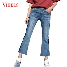 Расклешенные джинсы для женщин женские новые весенние расклешенные джинсы с кроем для женщин обтягивающие эластичные брюки-стрейч Высокая Талия повседневные свободные длинные брюки Горячая W24