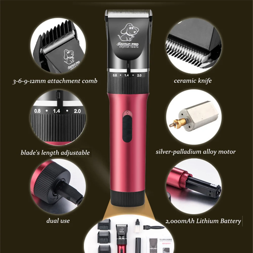 BaoRun P6 Professional Dog Hair Trimmer Rechargeable Pet Cat Grooming Clipper Shaver Low-noise Electric Cutters Haircut Machine pet hair trimmer,dog hair trimmer,dog clipper,pet clipper,hair trimmer