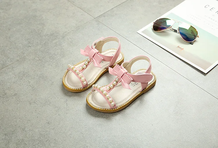 MHYONS/2019 Новые детские для девочек Летняя обувь детские сандалии для девочек из искусственной кожи обувь принцессы с цветком бисером
