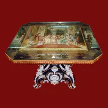 Gorgeous European Living Room Hand Painted Porcelain Brass Table/Side Table/Tea Table, Eight-Square Ceramic Table