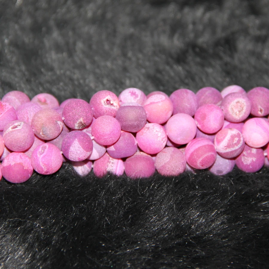Full 2Strands Metallic Pink Titanium Necklace Beaded Pendant, Quartz