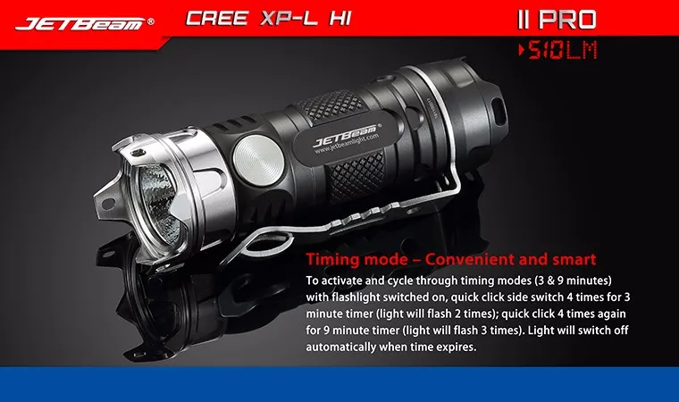 JETBEAM II PRO мини светодиодный фонарик CREE XP-L HI светодиодный 510 люмен для самообороны с 1* CR123 батареей