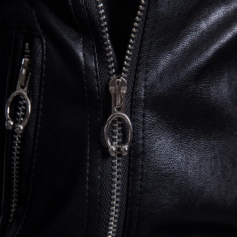 Leather Jacket Men's Black Large Size Leather Jacket Motorcycle Pilot PU Leather Jacket Fashion Men's Jacket M-5XL-B029