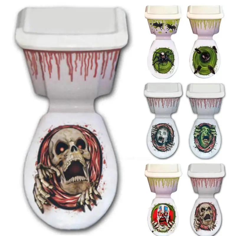 Halloween Toilet Stickers Creative 3D Zombie Clown Skull Rats Spider Removable Wall Sticker Bathroom Home Decoration S3 | Дом и сад