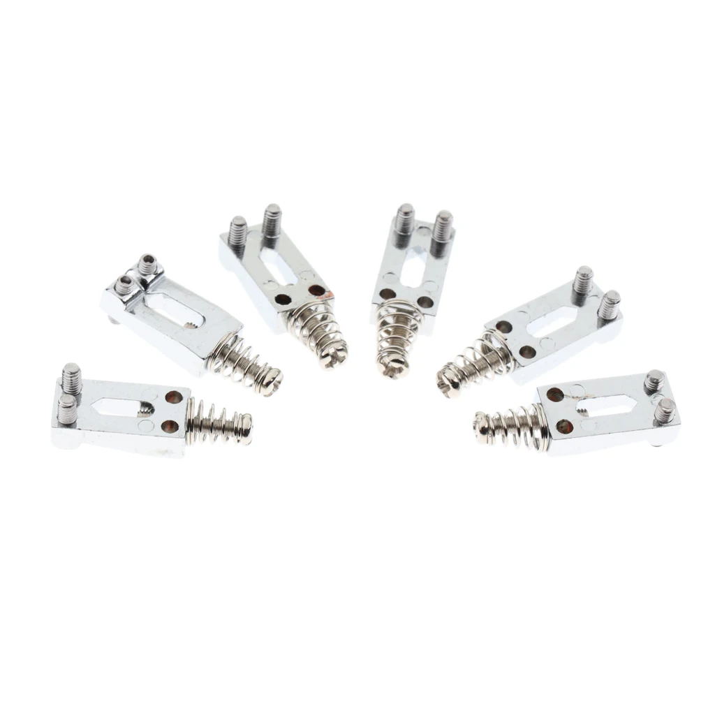 6Pcs Chrome Rectanguler Flat Bridge Saddles Electric Guitar Strat Tremolo Trem Bridge Strat Tely Guitar Replacements