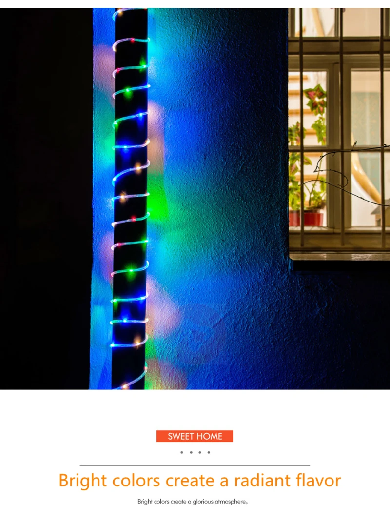 Светодиодный светильник на веревке, RGB светодиодный светильник, водонепроницаемый, меняющий цвет, с дистанционным питанием, Usb, светильник на солнечной батарее, s Patio Christmas