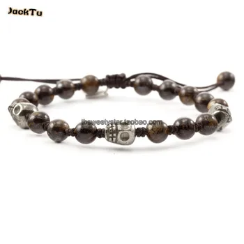 

pyrite skull woven wrap bracelet for men and woman