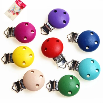 

Sales 5Pcs Wooden Baby Pacifier Clips Wood Metal Holders Cute Infant Soother Clasps Accessories 4.4x2.9cm For Baby Teethers