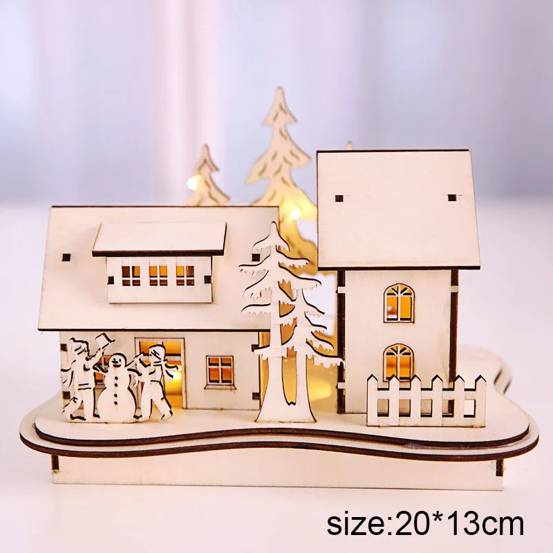 

Luminous Courtyard Bell Tower Christmas Wooden House Desktop Decor Xmas Gift TN99