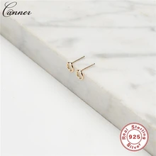 CANNER полые круглые гвоздики серьги для женщин девушки нежные серьги стерлингового серебра 925 маленькие сережки ювелирные изделия Q40