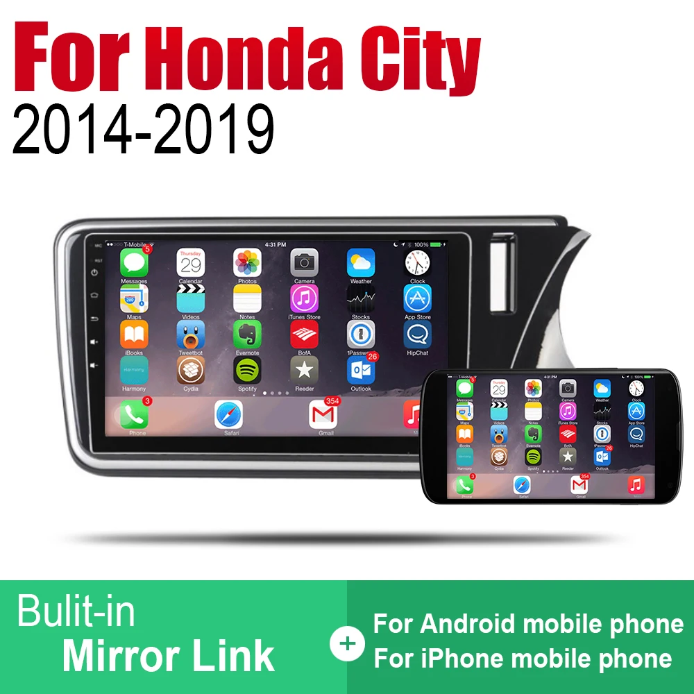 Excellent Auto Radio 2 Din Android Car Player For Honda City 2014~2019 GPS Navigation BT Wifi Map Multimedia system Stereo RHD 4