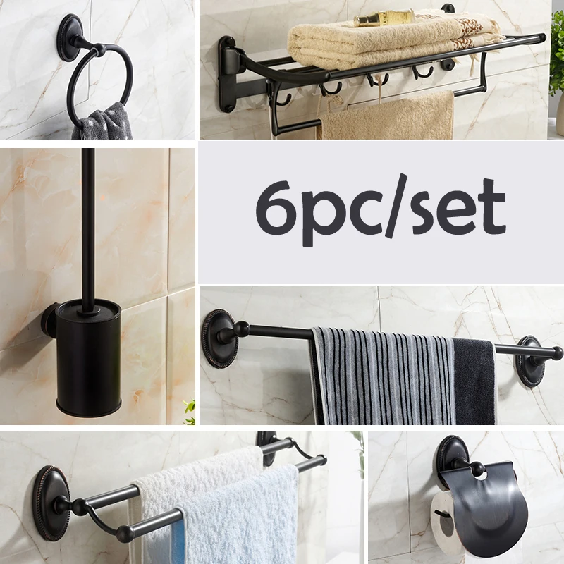 Juego de accesorios de baño de bronce frotado con aceite soporte de