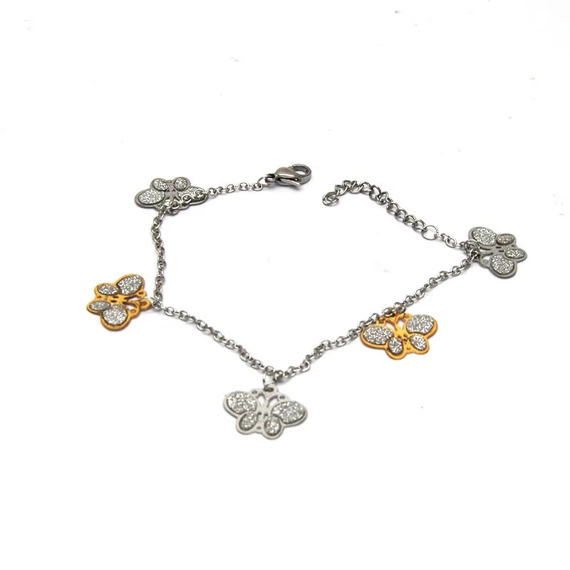 

100% 316L Stainless Steel Bracelet For Women butterfly Silver Color Feminina party Jewelry Br03203