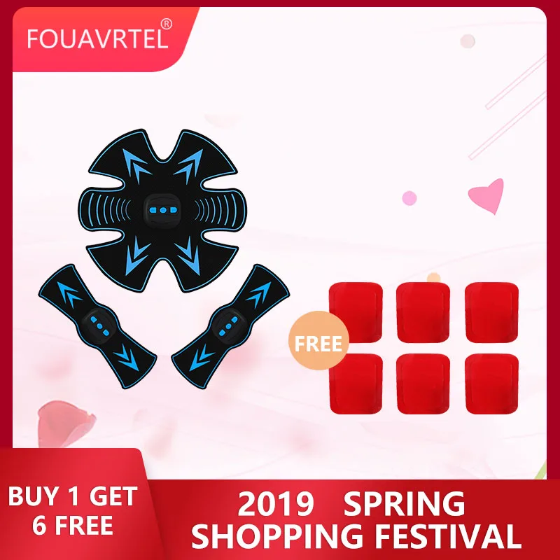 

FOUAVRTEL EMS Abs Muscle Toner, 6 Pads Fat Reducer For women, Electric Muscle Stimulation For Abdomen/Arm/Leg
