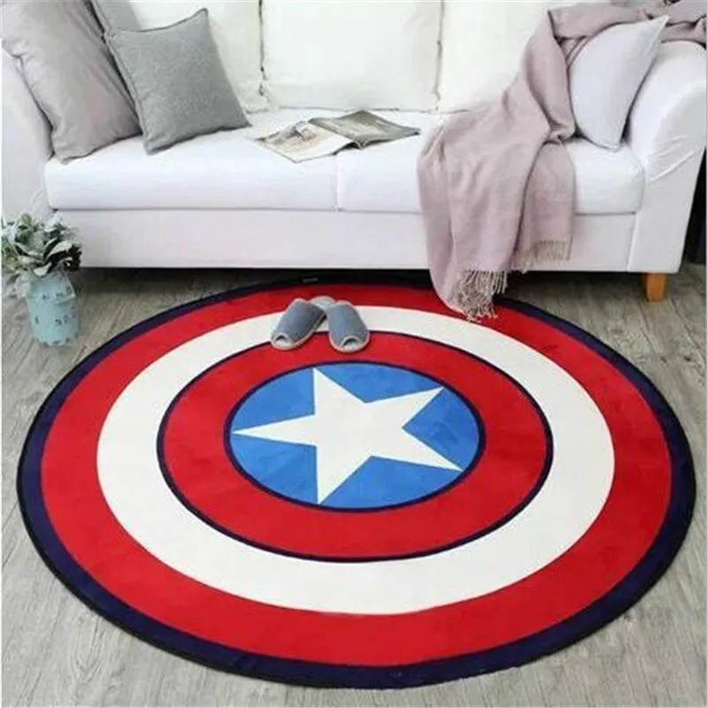 Captain America Shield Printed Round Carpet Soft Carpets For